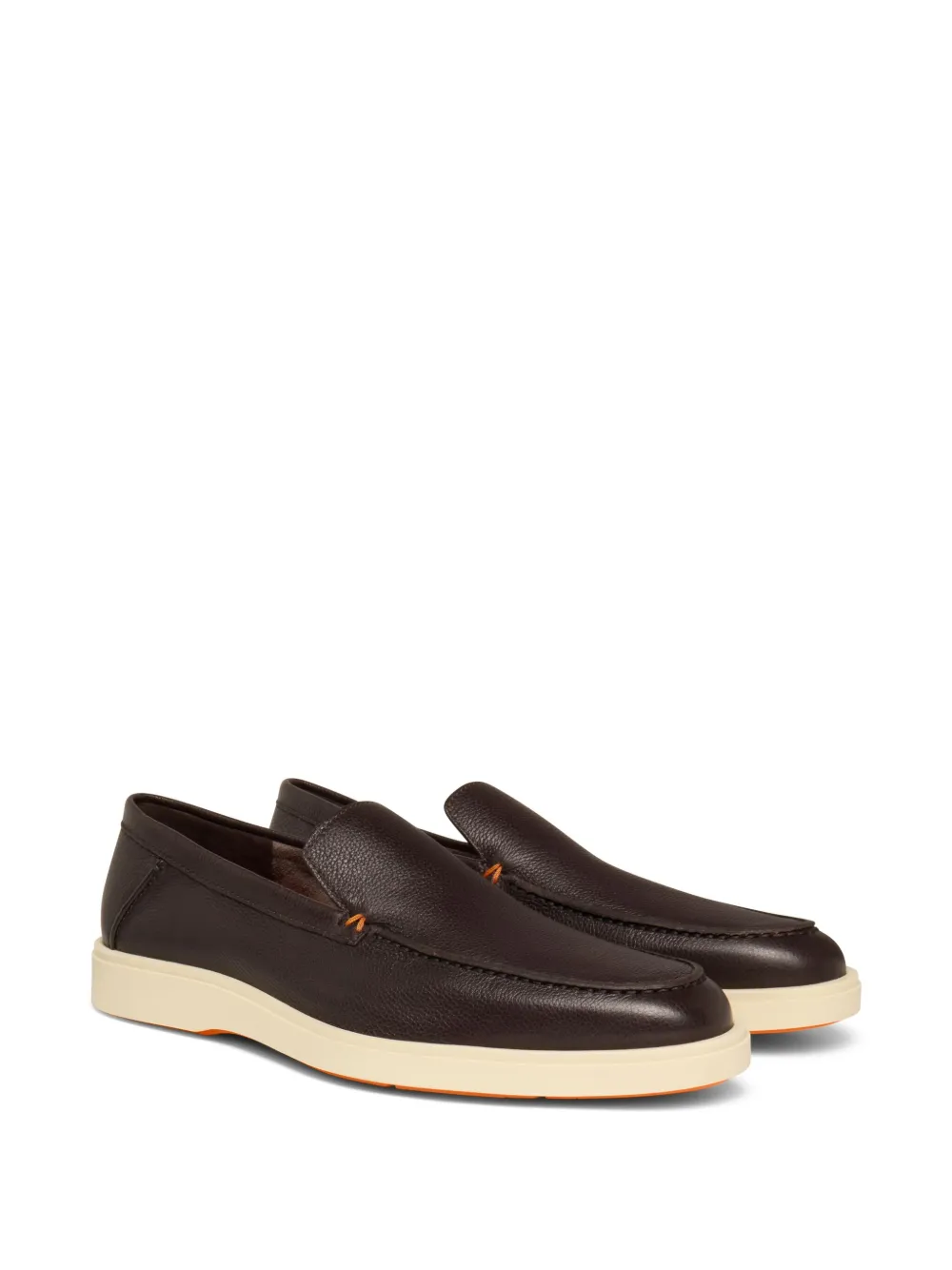 Santoni Leren loafers Bruin