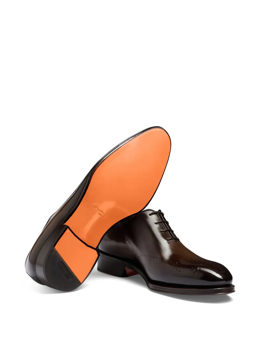 Santoni Leren Oxford schoenen Bruin