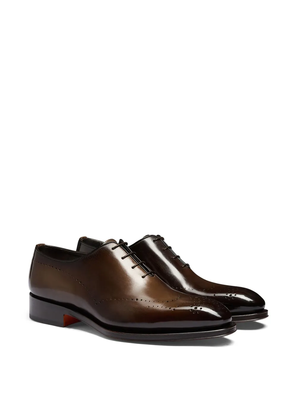 Santoni Leren Oxford schoenen - Bruin
