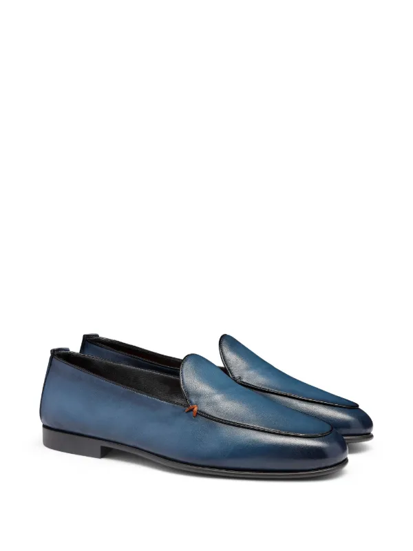 Santoni レザーローファー | ブルー | FARFETCH JP