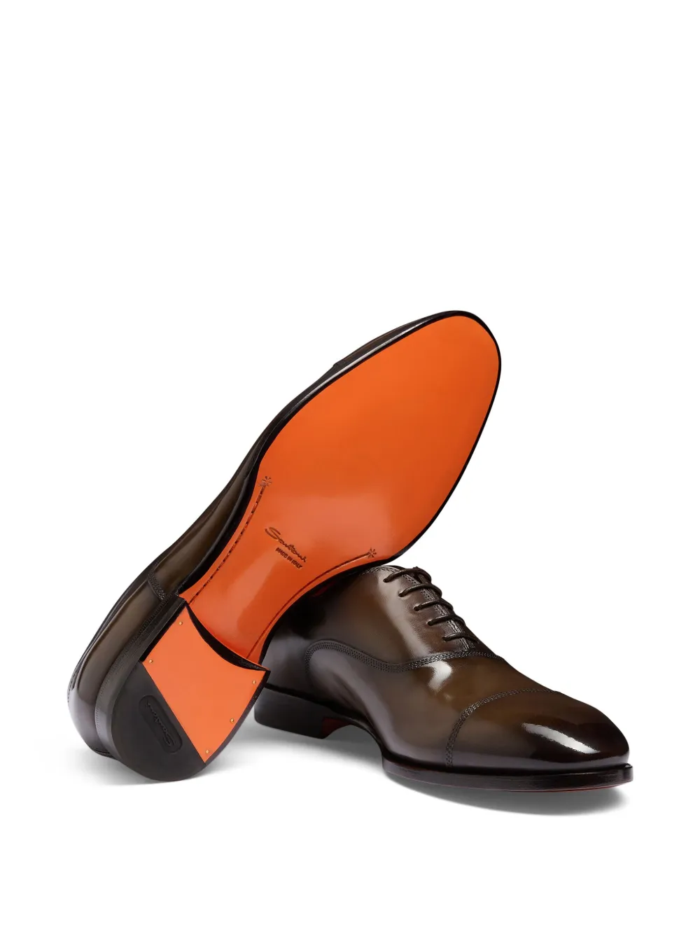 Santoni Leren Oxford schoenen Bruin