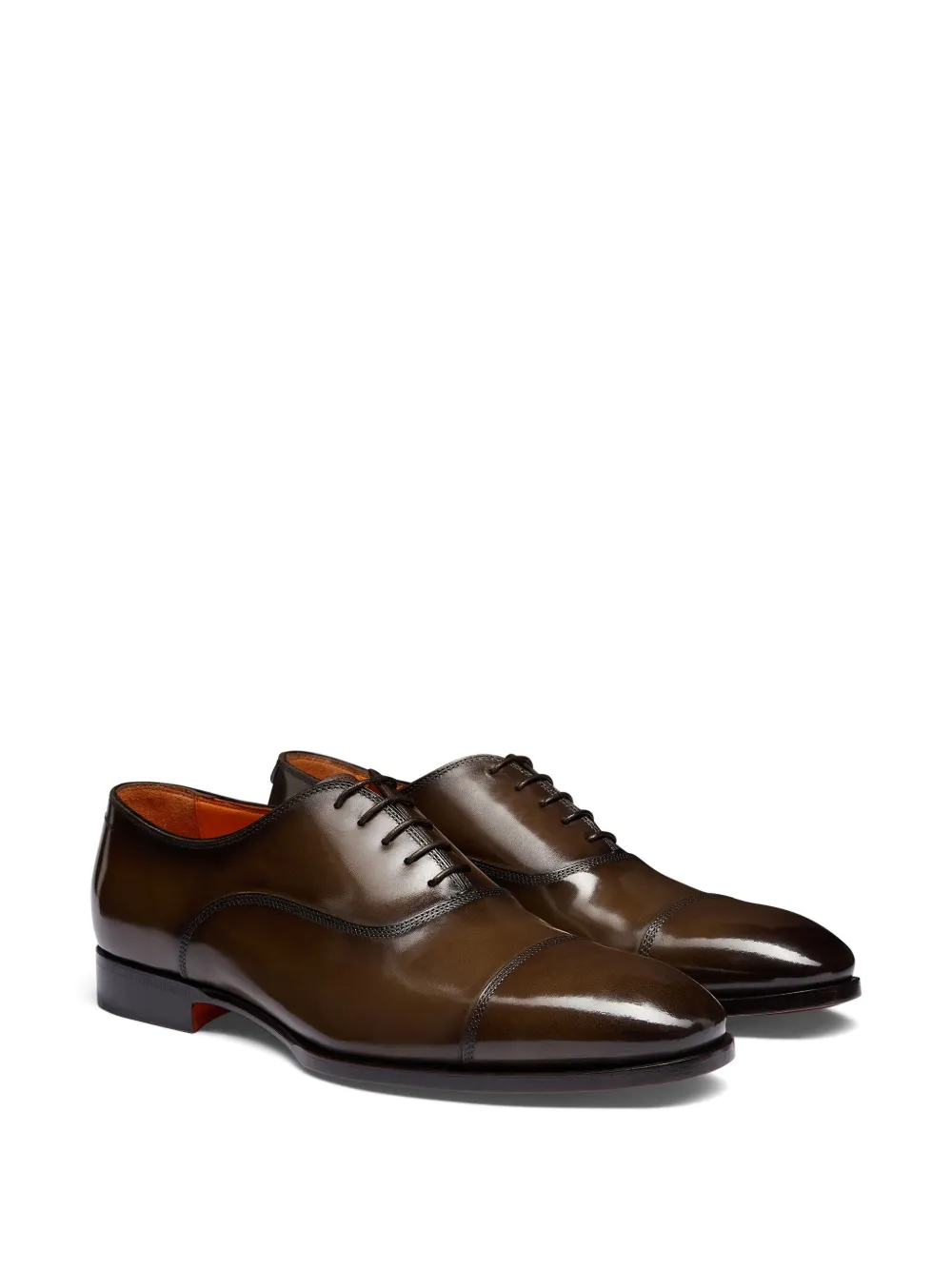 Santoni Leren Oxford schoenen Bruin