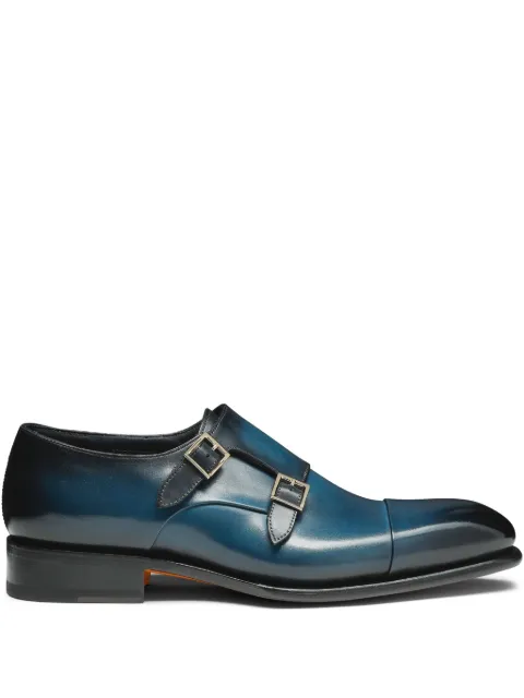 Santoni leather monk shoes