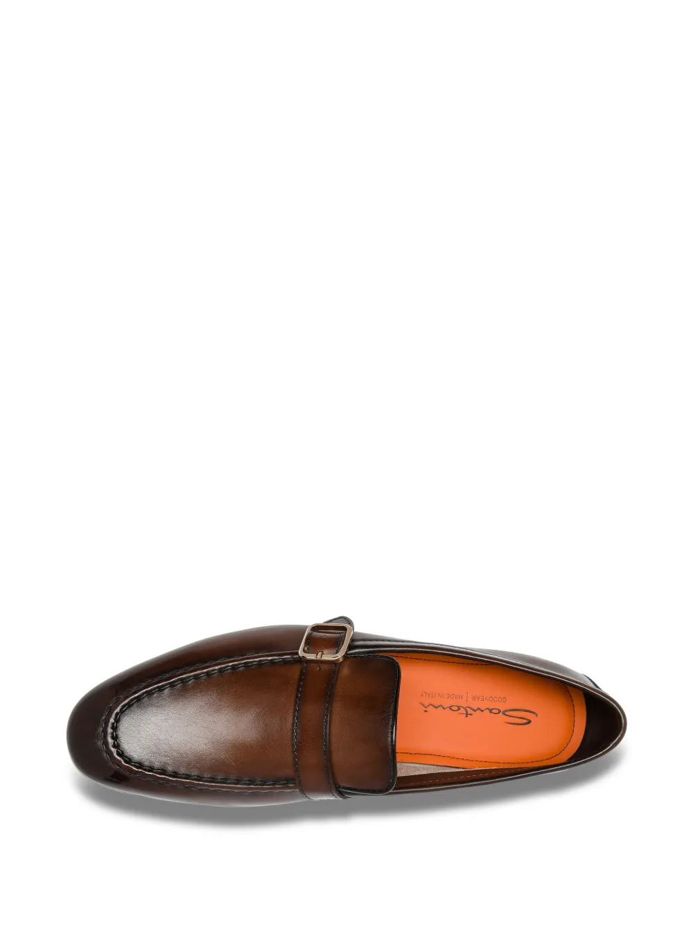 Santoni Leren loafers met gesp Bruin