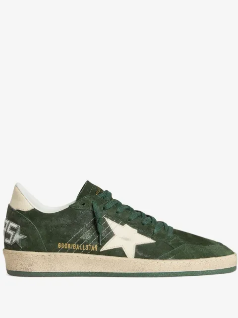 Golden Goose Ball Star trainers in green suede with white leather star and heels tab