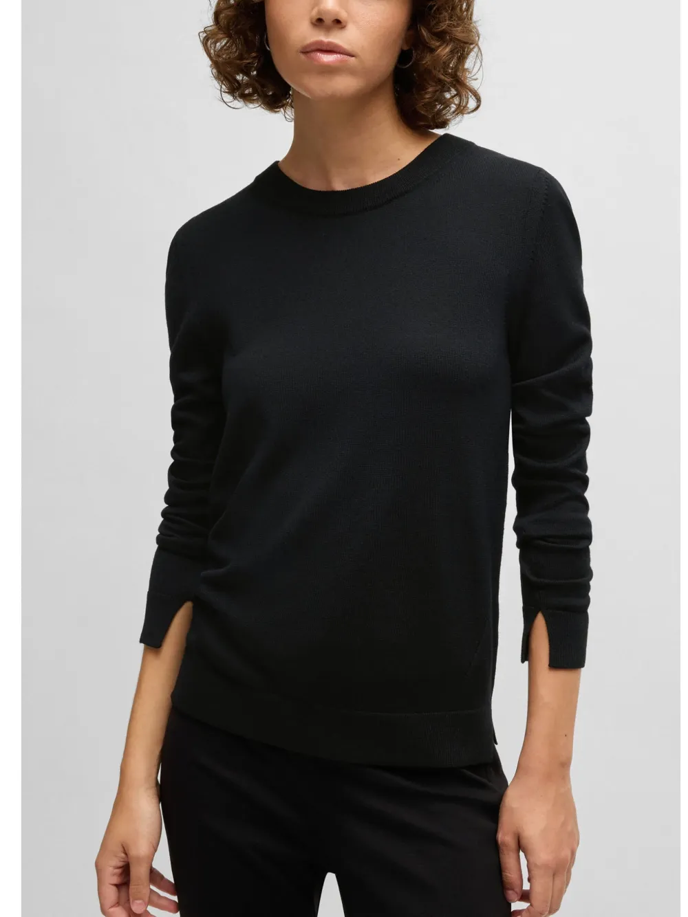 Hugo Boss Wool Top In Black