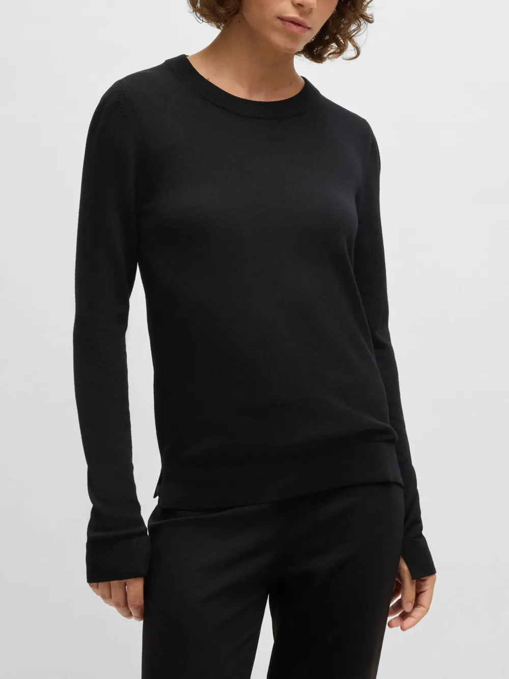 Hugo Boss Wool Top In Black