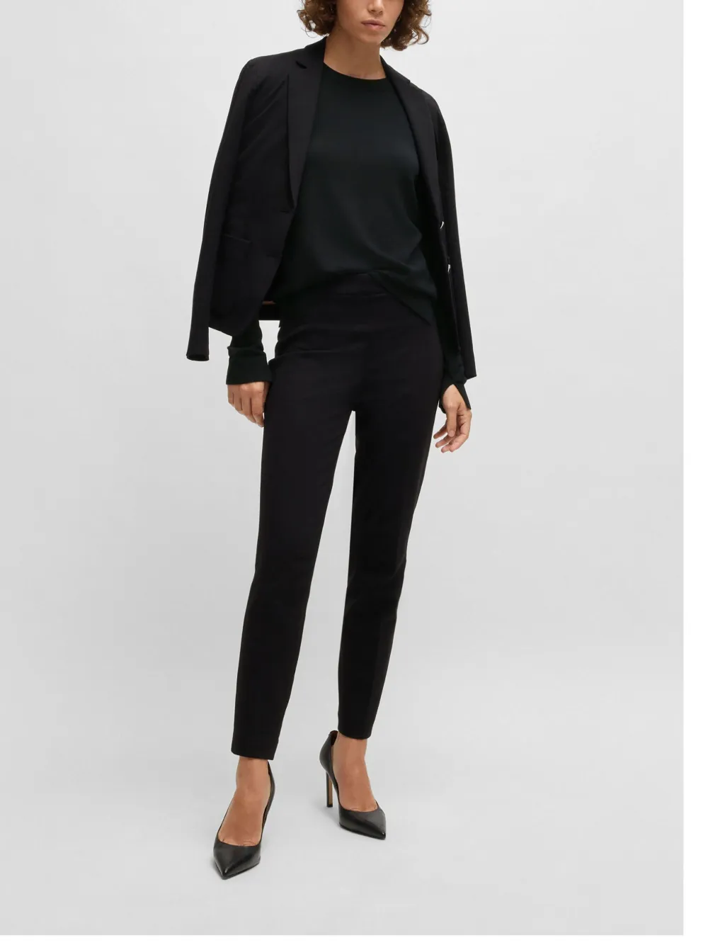 Hugo Boss Wool Top In Black