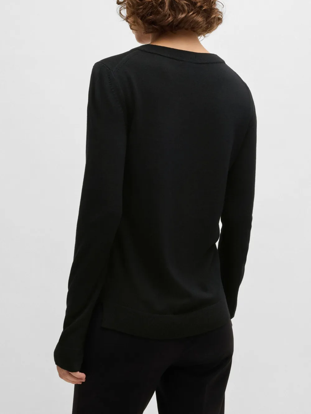 Hugo Boss Wool Top In Black