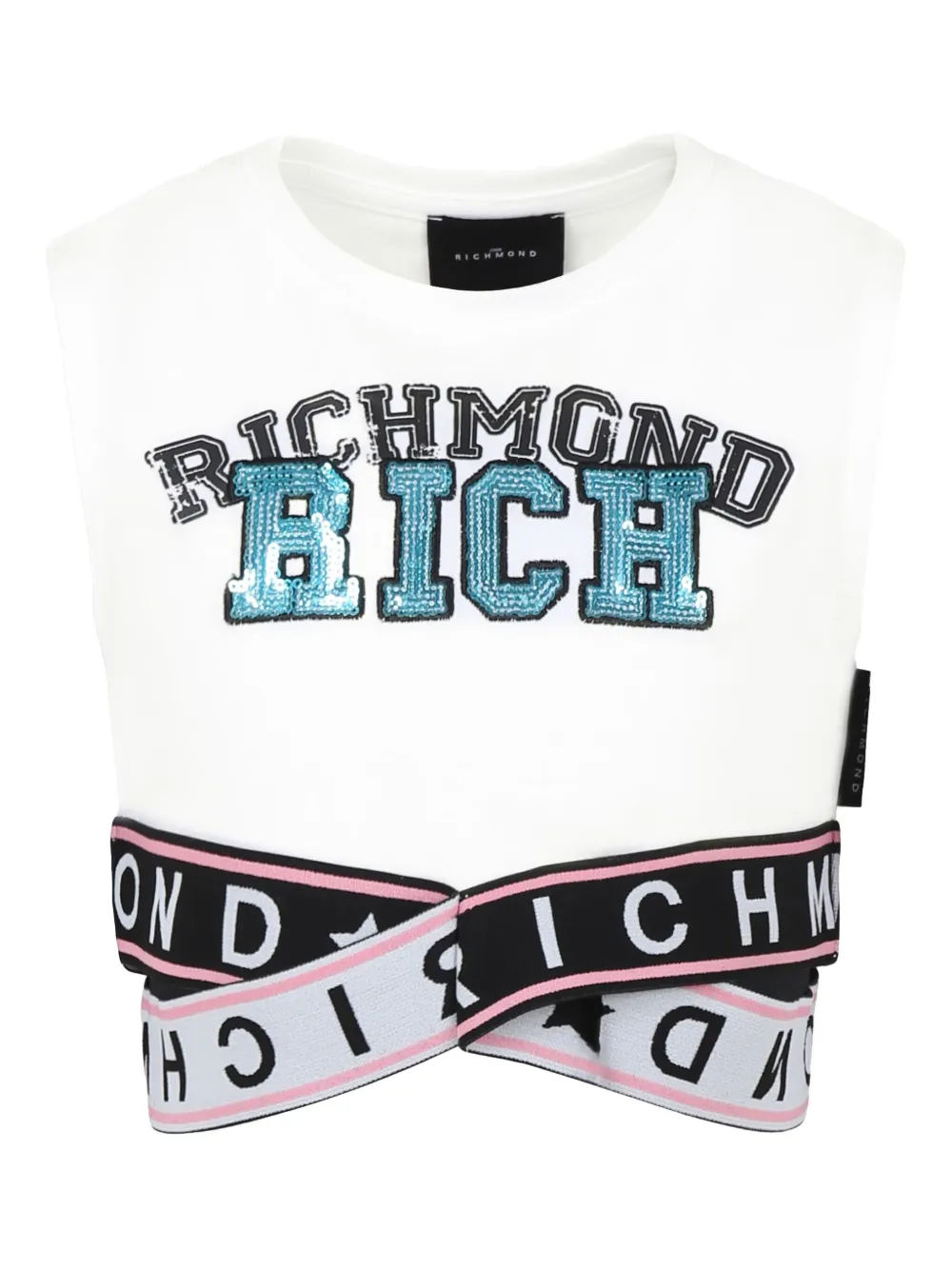 John Richmond Junior T-shirt met gekruiste afwerking Wit