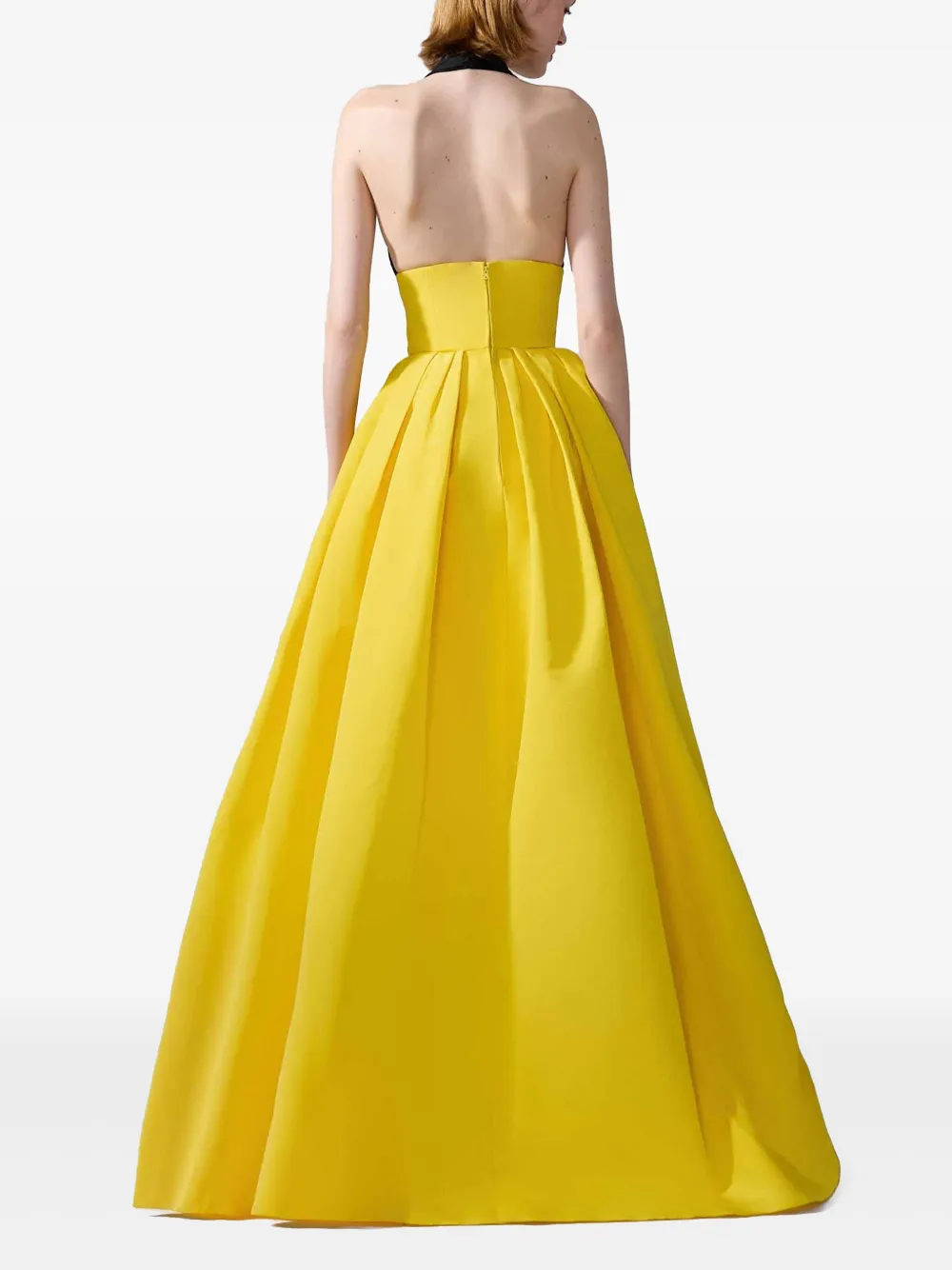 Carolina Herrera Bicolor Halter Neck Silk Ballgown In 黄色