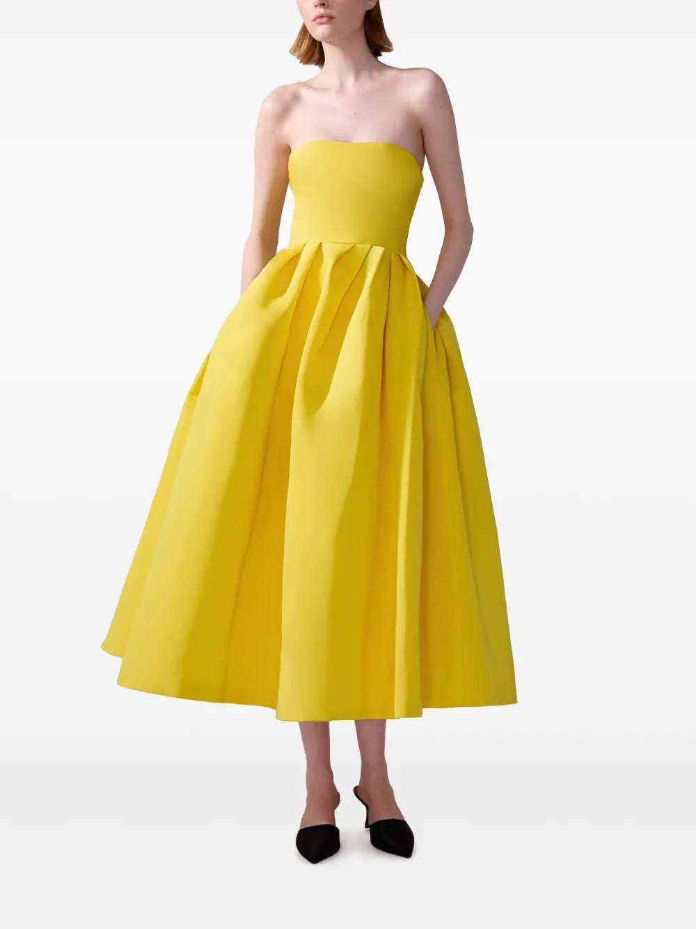 Carolina Herrera strapless midi dress - Geel