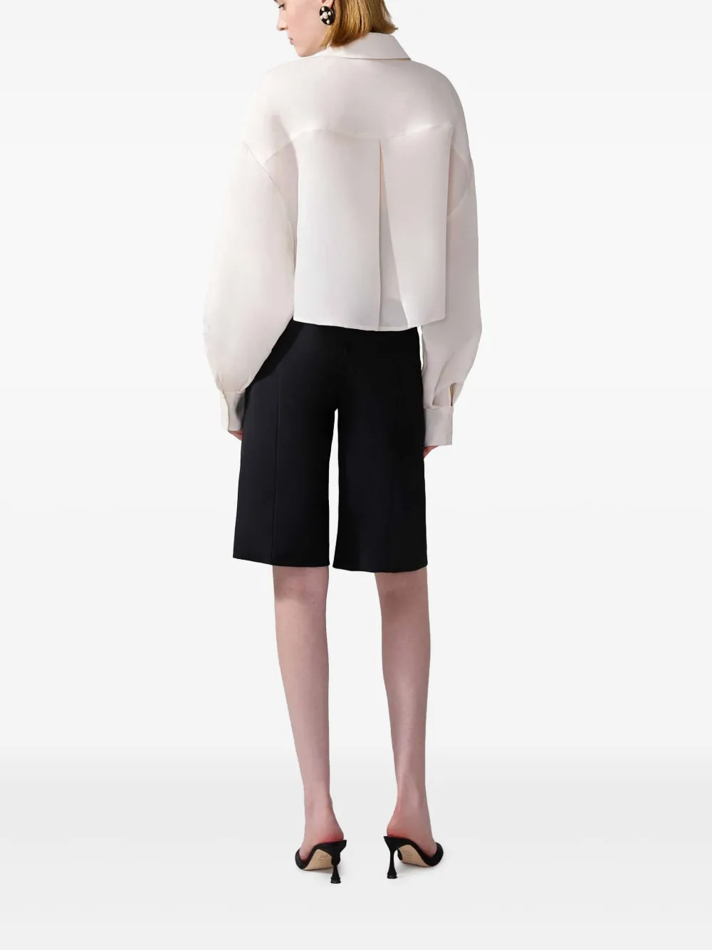 Carolina Herrera Silk Cropped Shirt In White