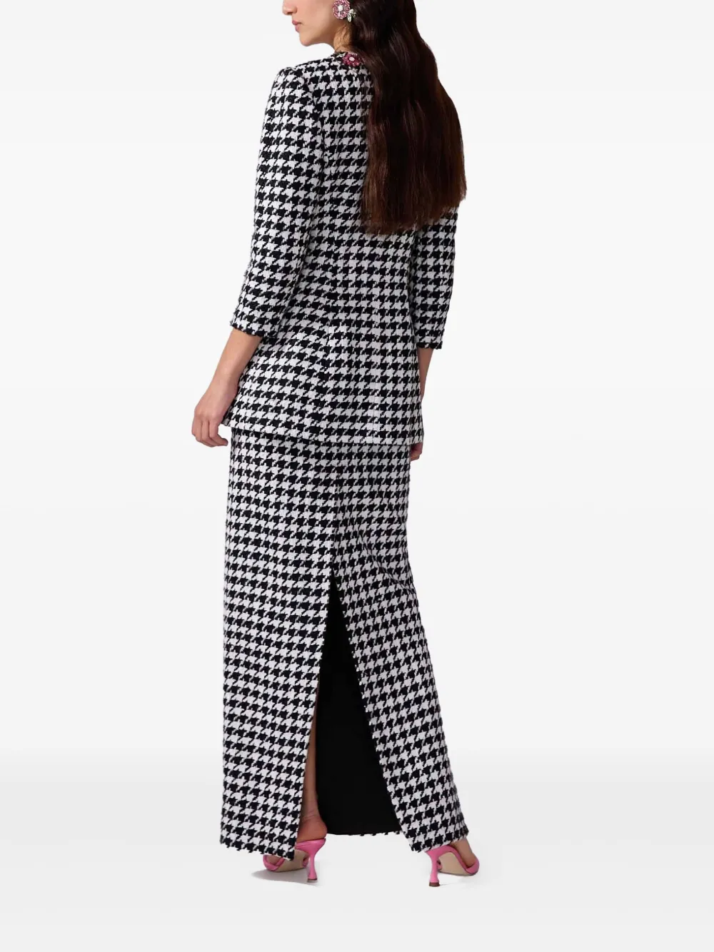 Carolina Herrera Rok met pied-de-poule print Wit
