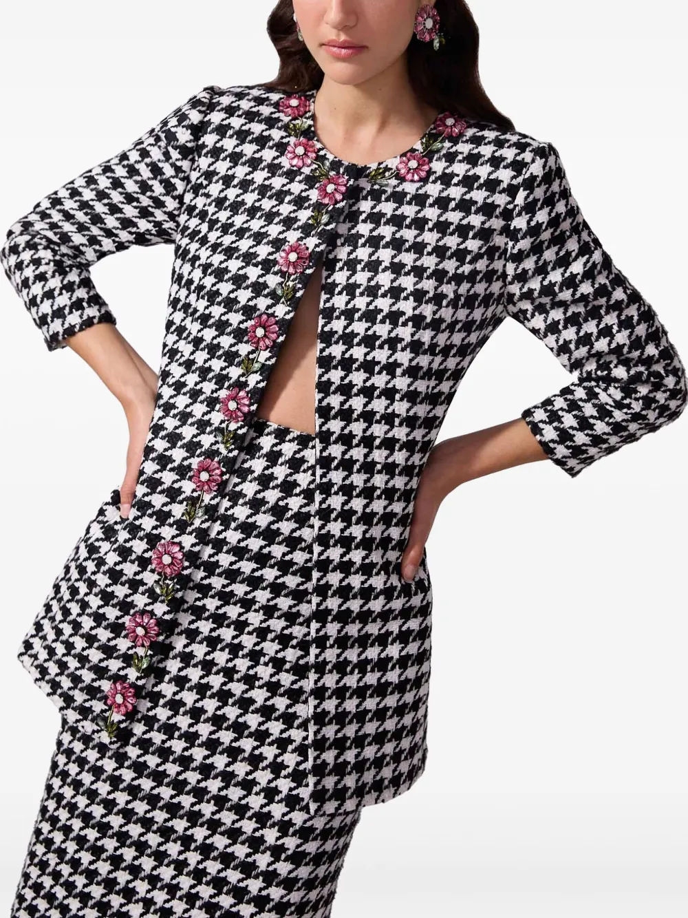Carolina Herrera Rok met pied-de-poule print Wit