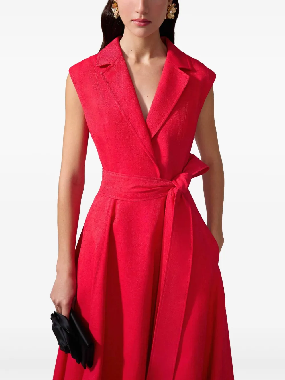Carolina Herrera Mouwloze ceintuur trenchjurk Rood