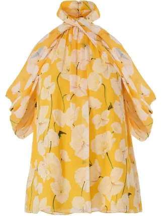 Carolina Herrera floral-print Midi Dress | Yellow | FARFETCH