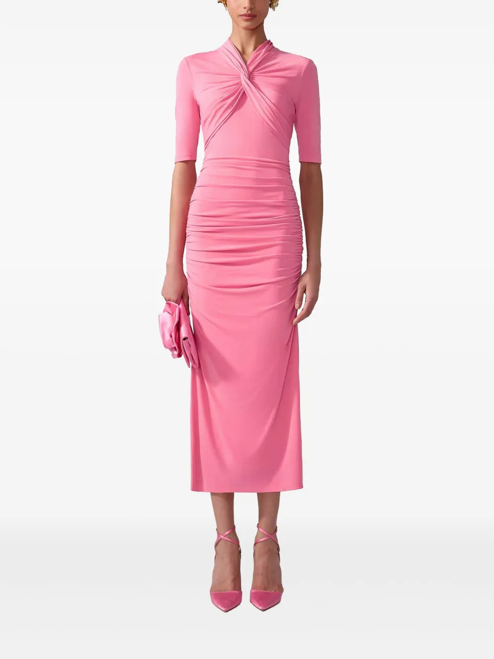 Carolina Herrera Midi-jurk met ruches - Roze