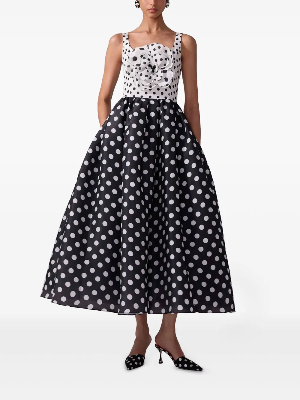 Carolina Herrera polka-dot midi dress - Zwart