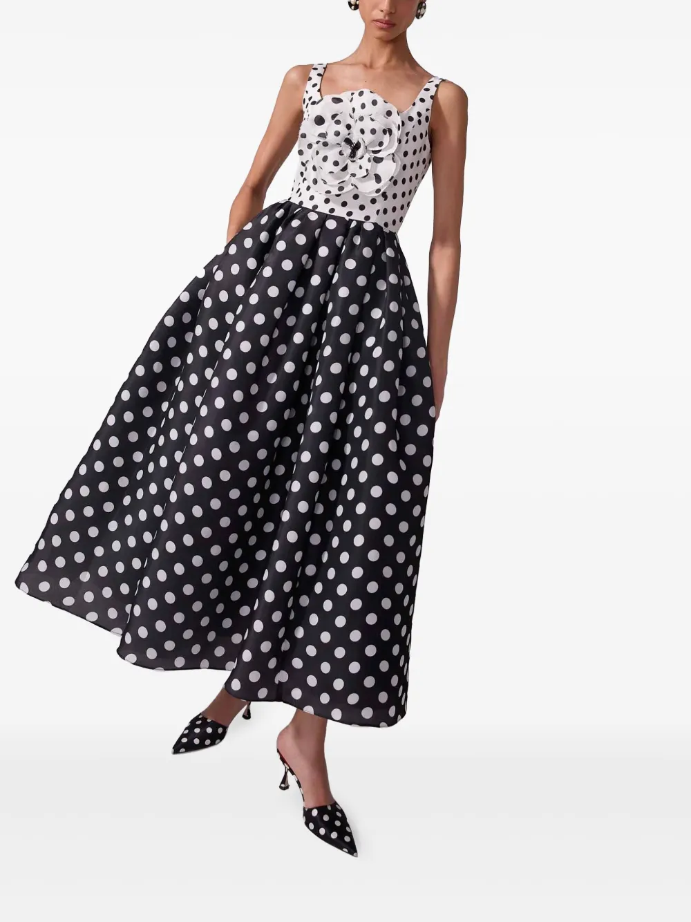 Carolina Herrera Midi-jurk met stippen Zwart