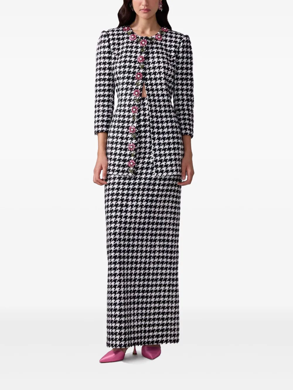 Carolina Herrera embroidered houndstooth jacket | Single Breasted Coats | Image 2