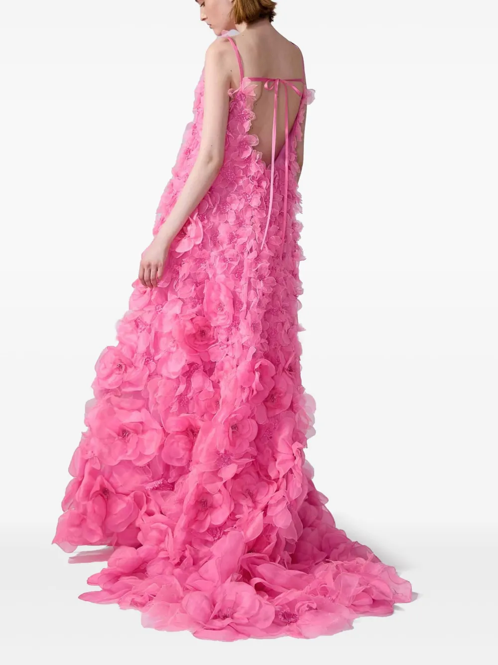 Carolina Herrera Avondjurk met bloemenapplicatie Roze