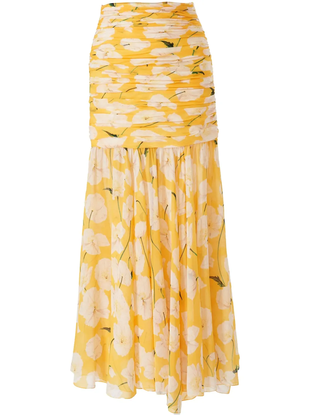 Carolina Herrera Chiffon rok met bloemenprint Wit