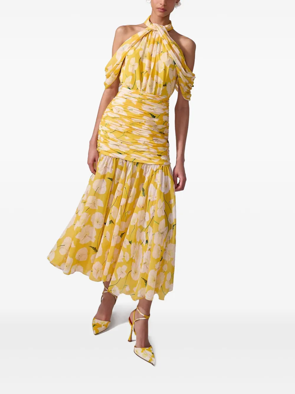 Carolina Herrera Chiffon rok met bloemenprint Wit