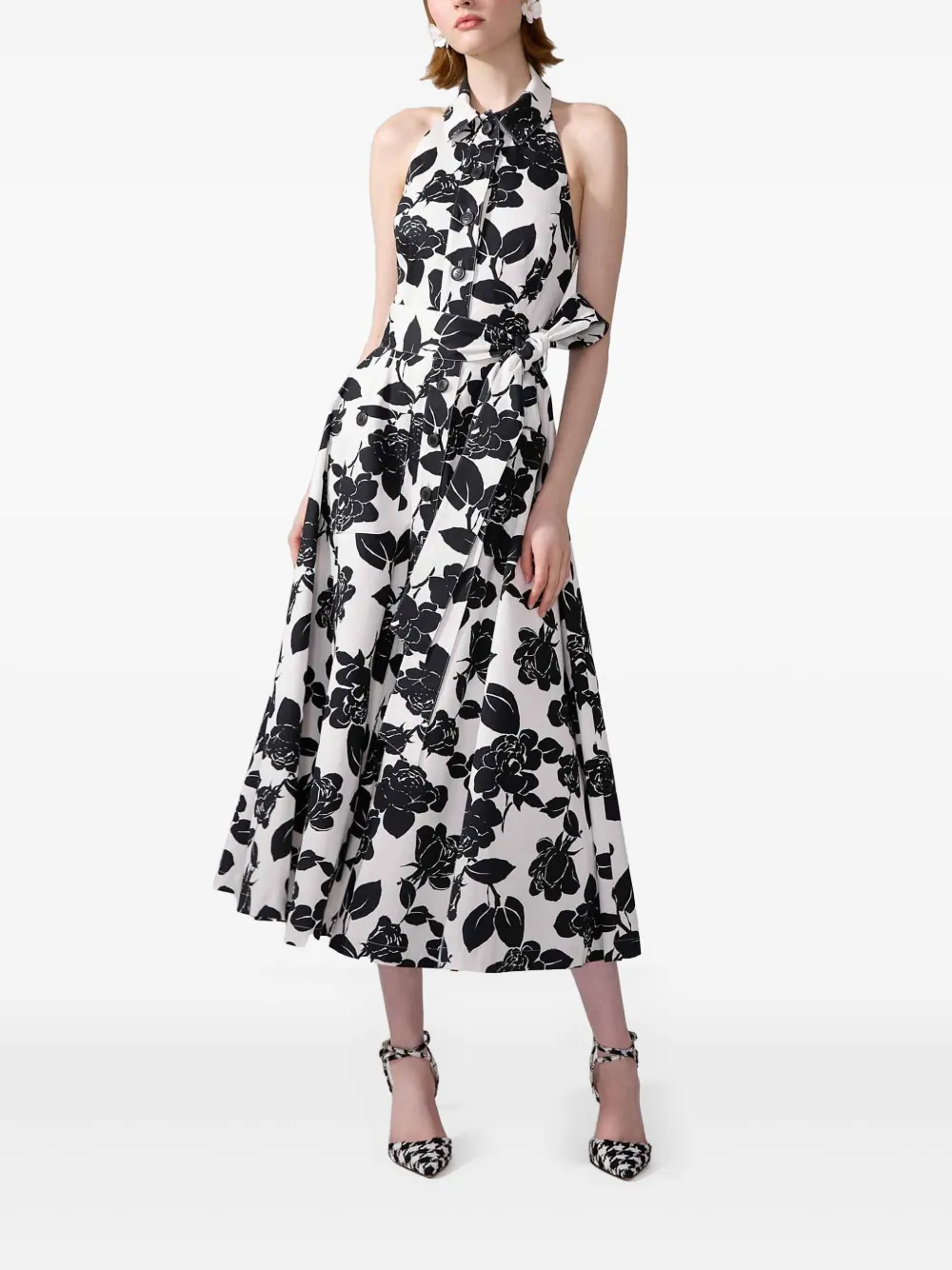 Carolina Herrera Midi-halterjurk met bloemenprint - Wit