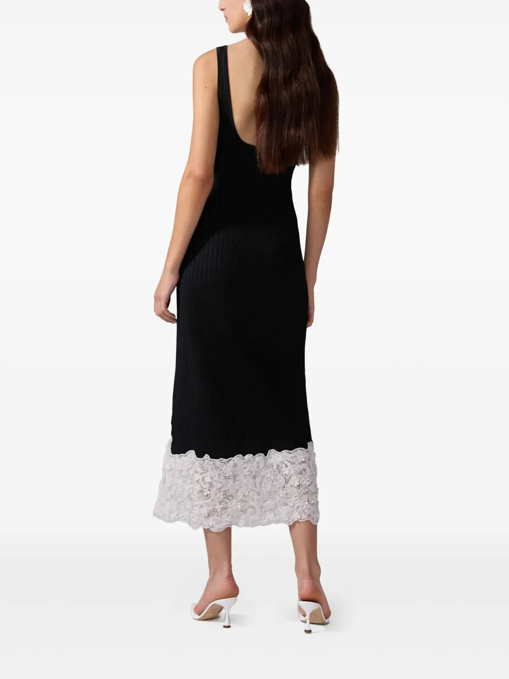 Carolina Herrera Midi-jurk met kanten afwerking Zwart