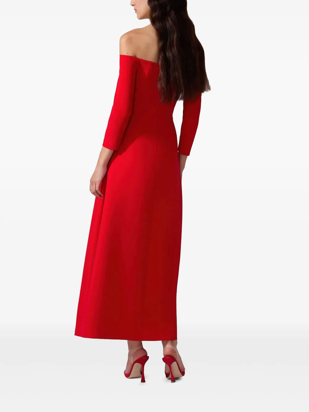 Carolina Herrera Off-shoulder midi-jurk Rood