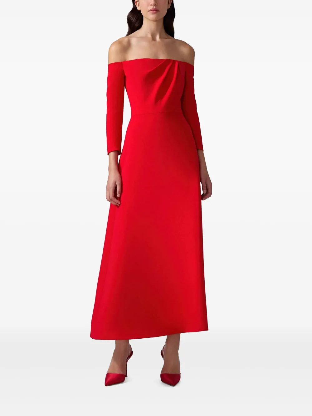 Carolina Herrera Off-shoulder midi-jurk Rood