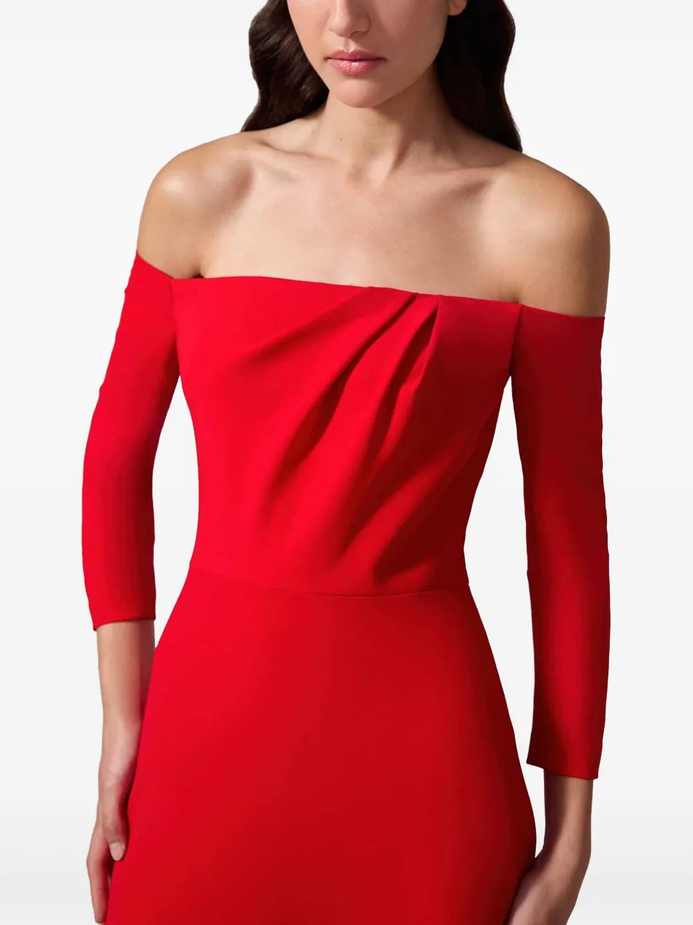 Carolina Herrera Off-shoulder midi-jurk Rood