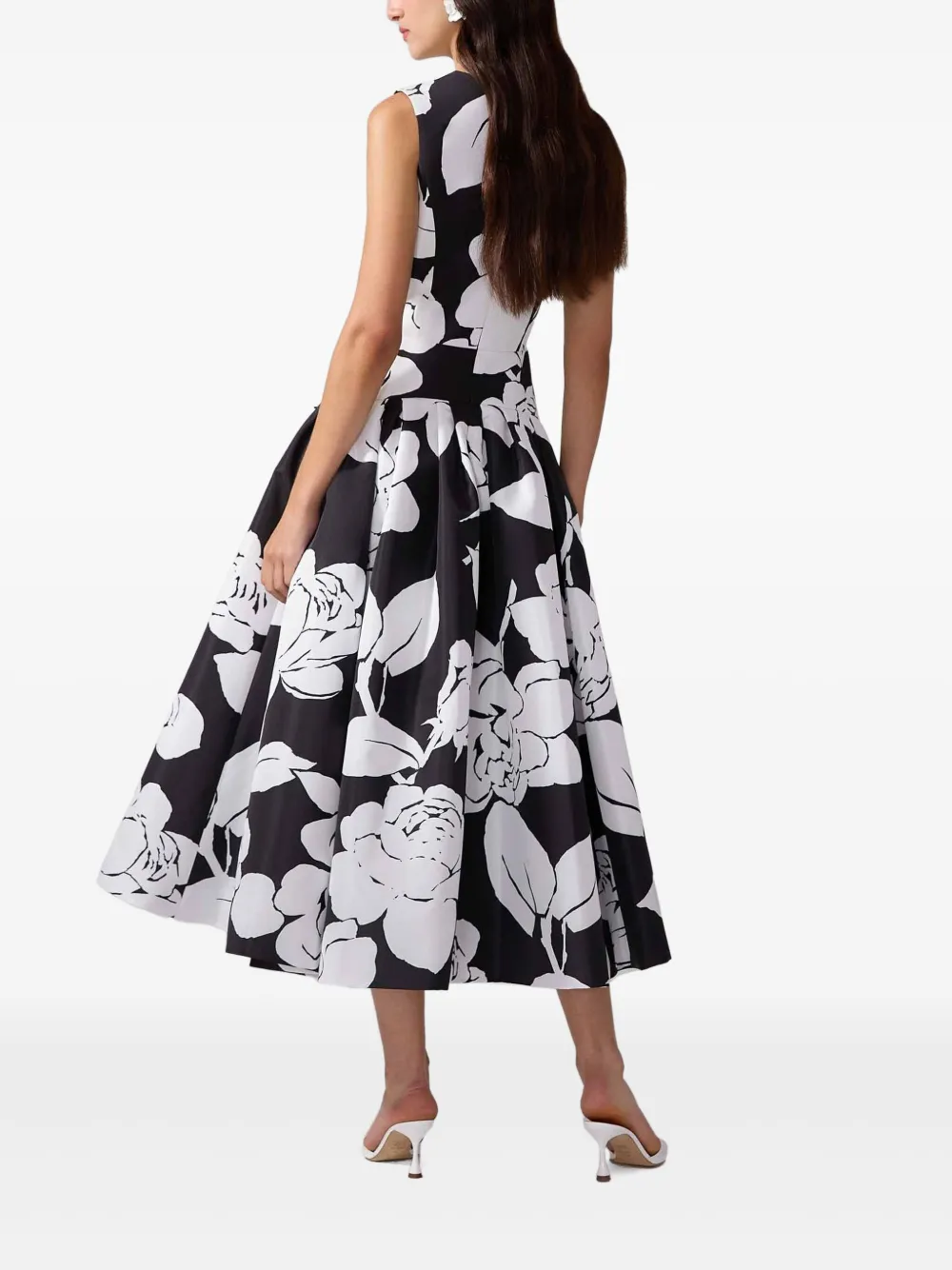 Carolina Herrera Midi-jurk met bloemenprint Zwart