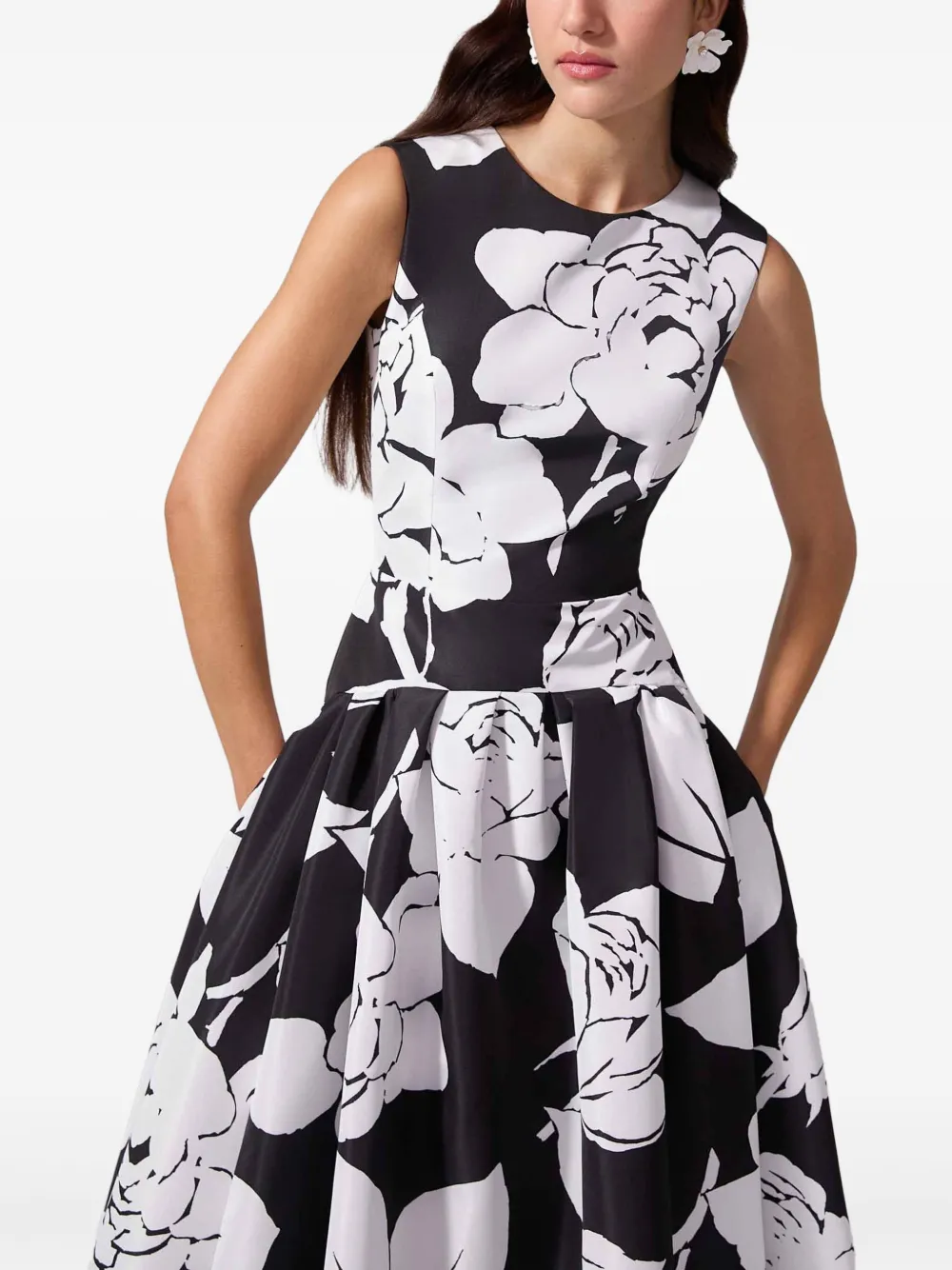 Carolina Herrera Midi-jurk met bloemenprint Zwart