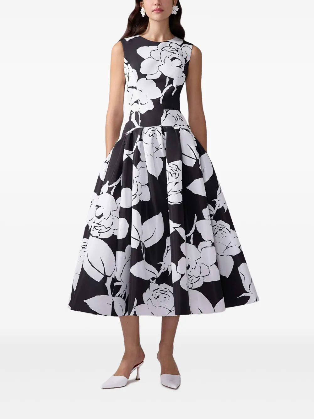 Carolina Herrera Midi-jurk met bloemenprint - Zwart