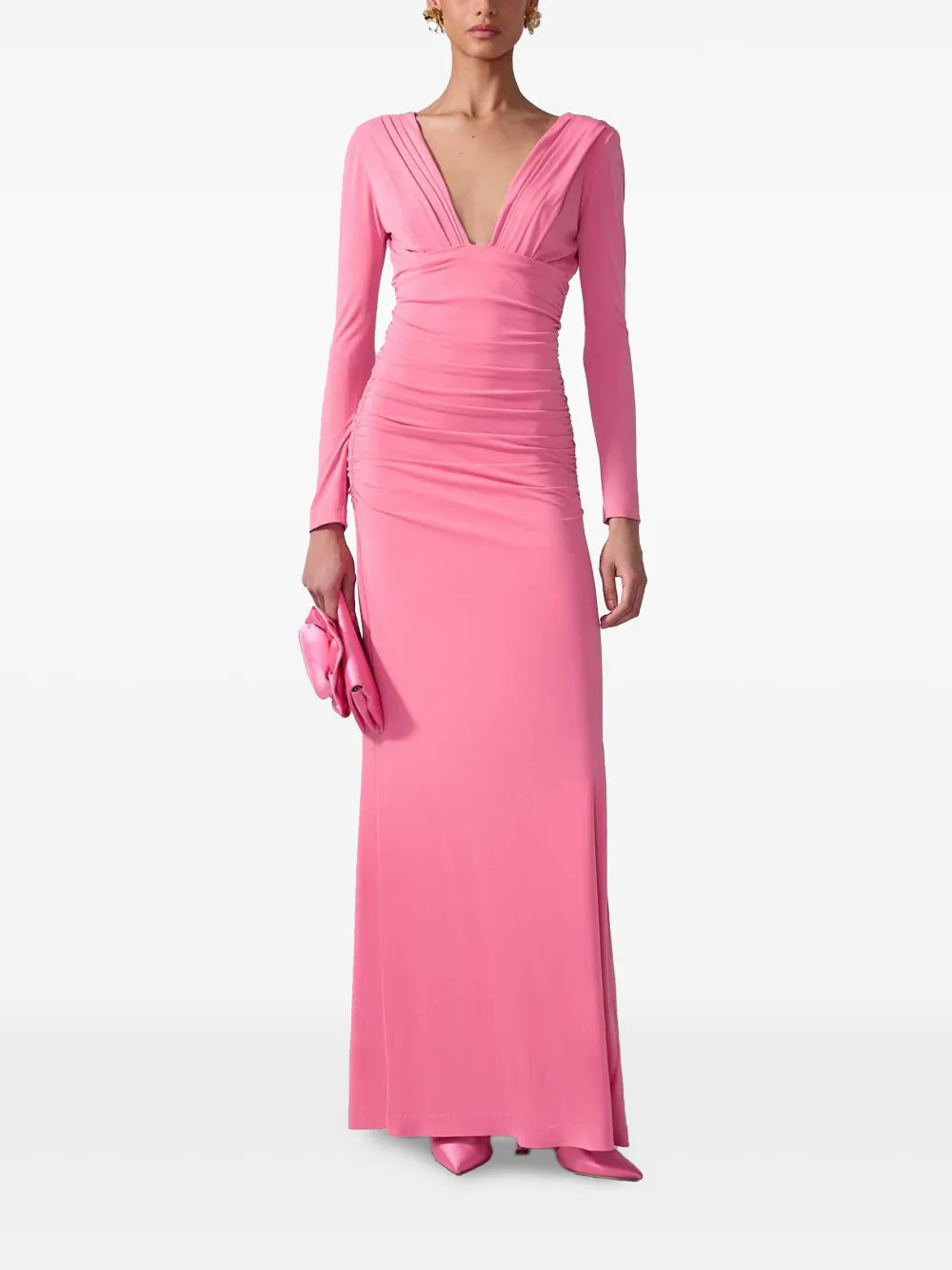 Carolina Herrera Avondjurk met ruches - Roze