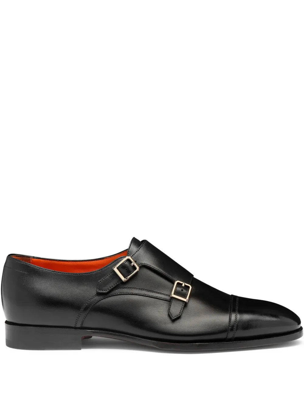 Santoni leather monk shoes Black