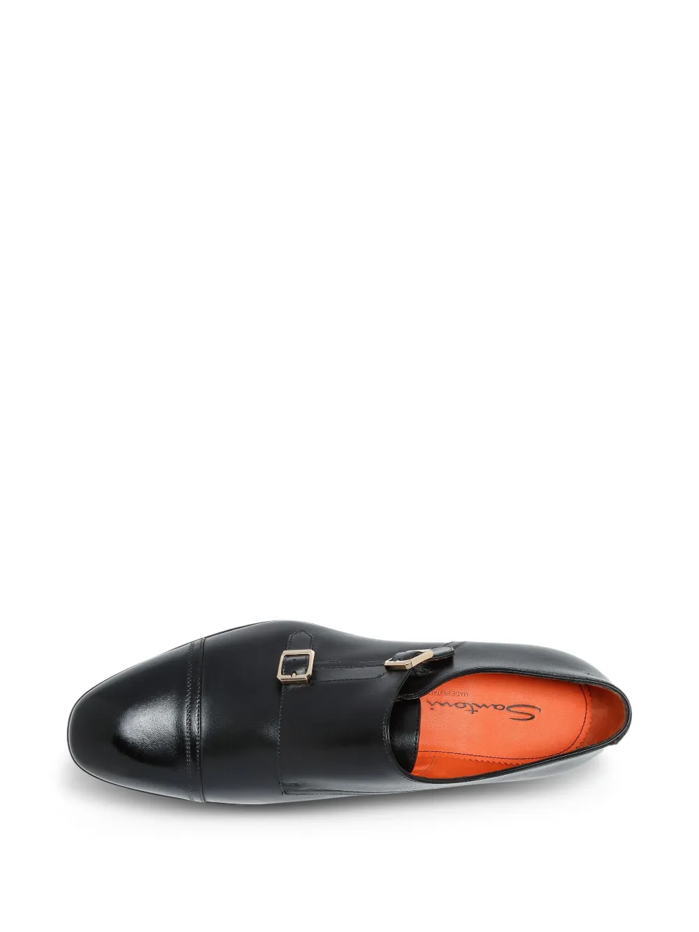 Santoni leather monk shoes Black