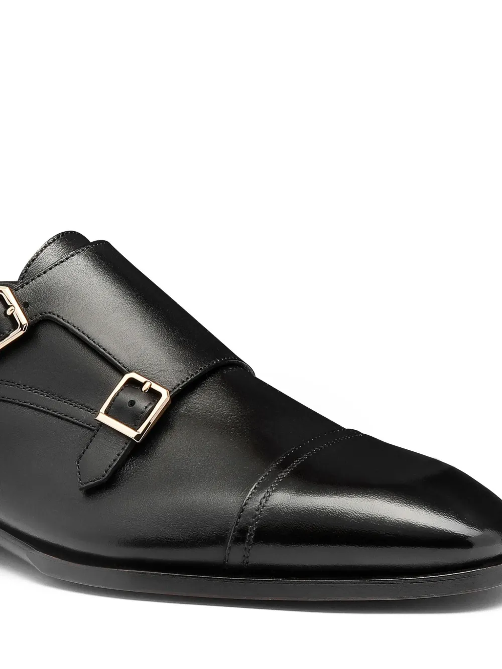 Santoni leather monk shoes Black