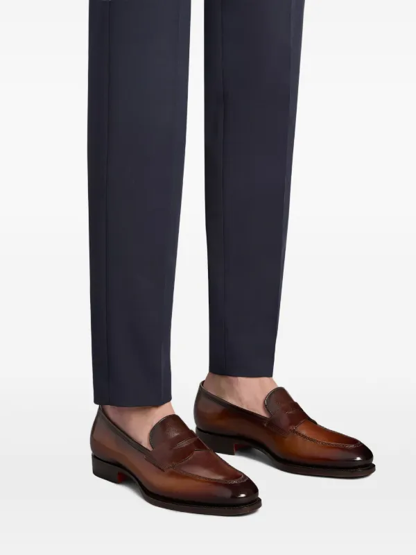 サントーニ　ローファー　レザー　ブラウン　7 Santoni レザーローファー | ブラウン | FARFETCH JP