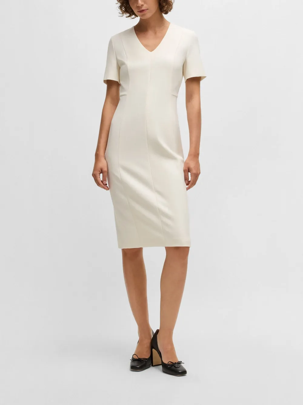 HUGO BOSS V-NECK MIDI DRESS 