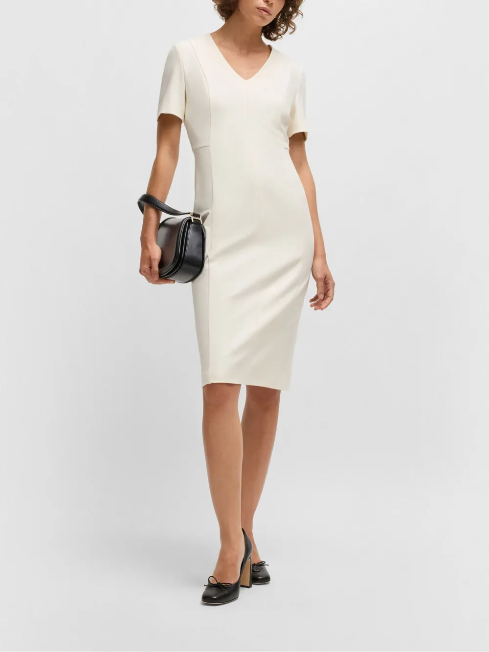HUGO BOSS V-NECK MIDI DRESS 