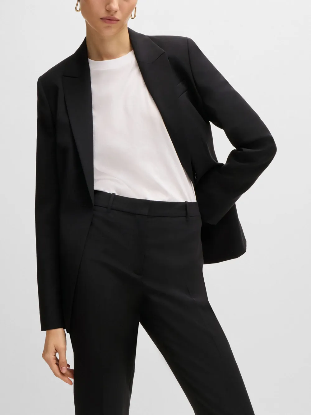 Hugo Boss Regular-fit Jacket In Virgin Wool With Slit Cuffs In Black