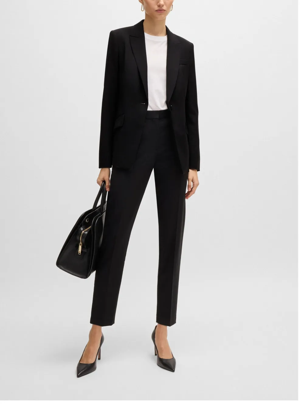 Hugo Boss Regular-fit Jacket In Virgin Wool With Slit Cuffs In Black