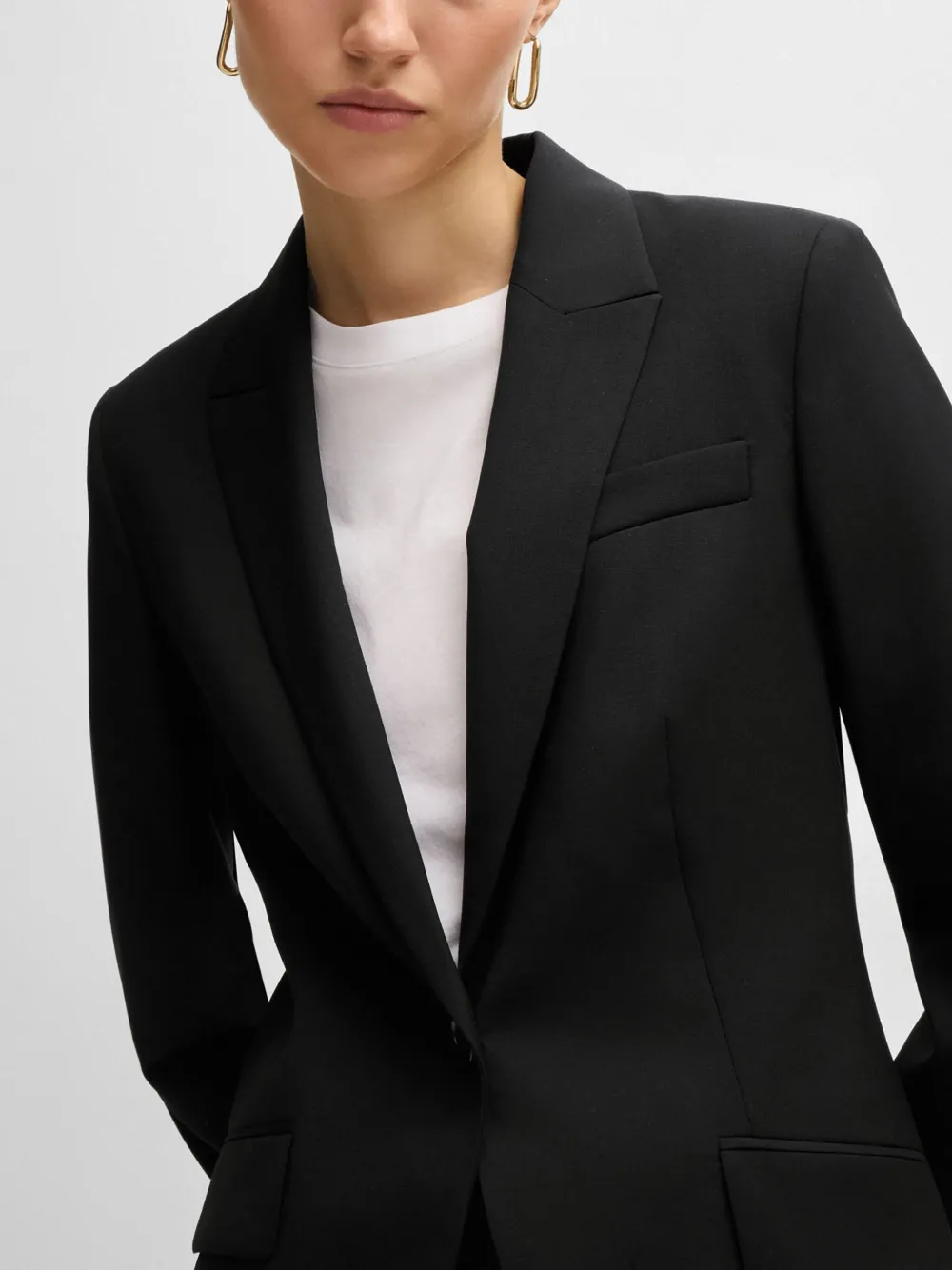 Hugo Boss Regular-fit Jacket In Virgin Wool With Slit Cuffs In Black