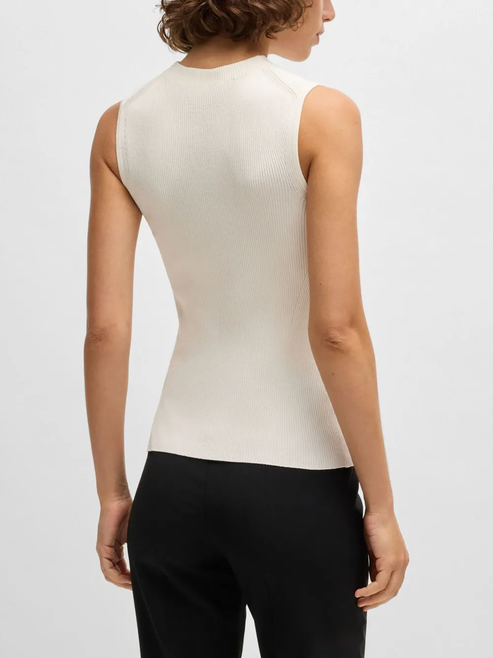 Hugo Boss Ribbed Top In White