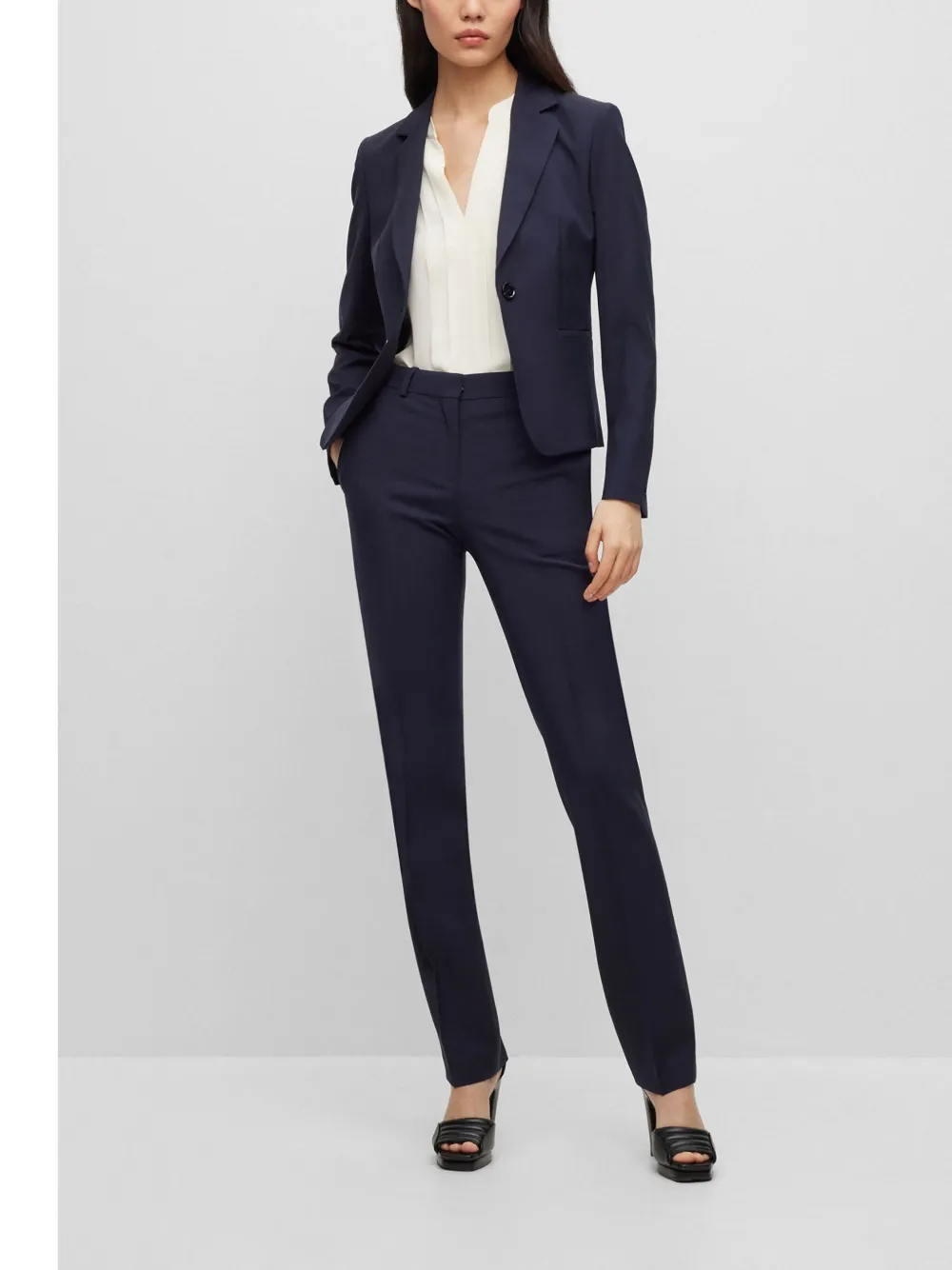 Hugo Boss Slim-fit Jacket In Responsible Virgin Wool In Blue