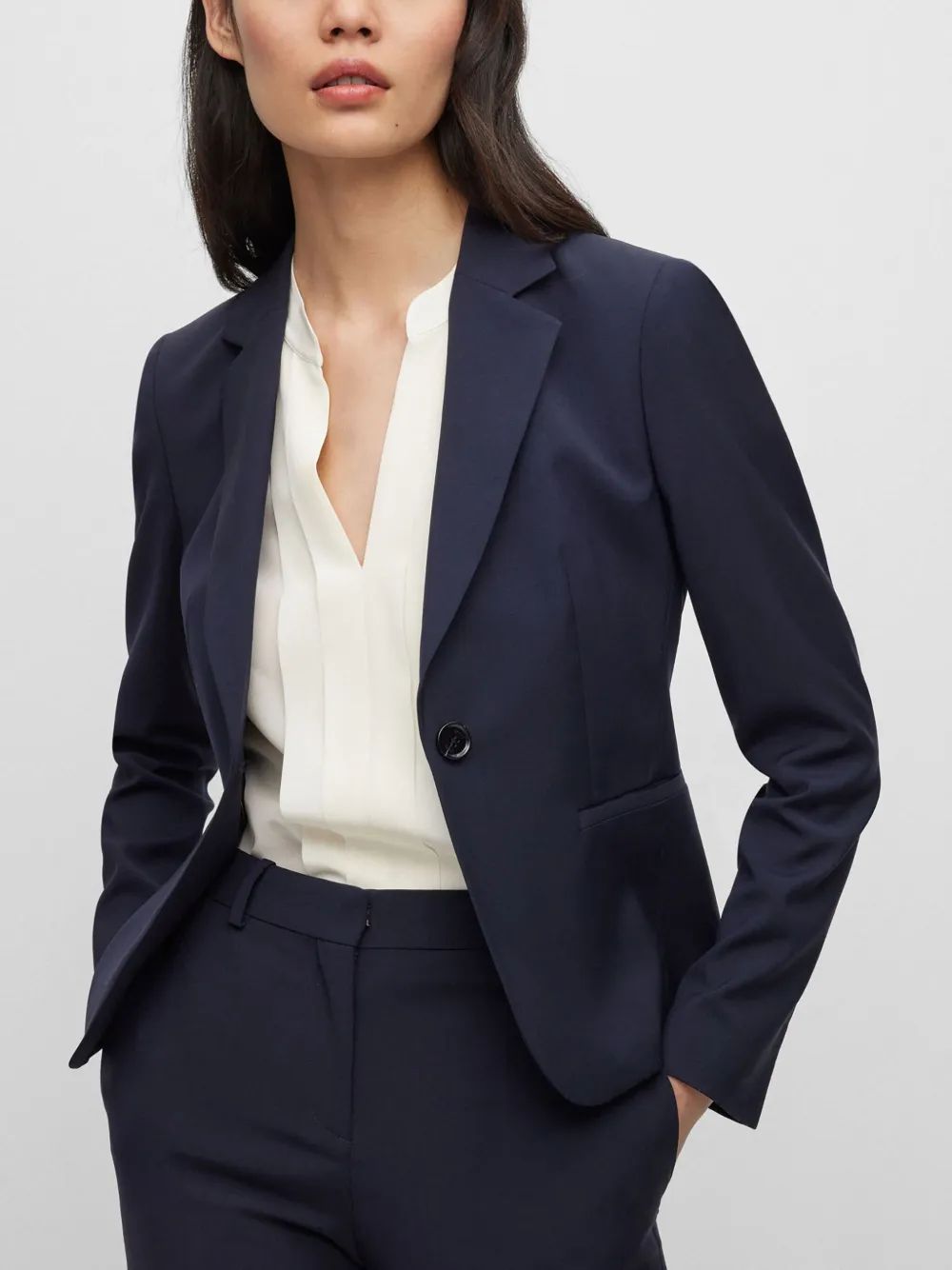 Hugo Boss Slim-fit Jacket In Responsible Virgin Wool In Blue