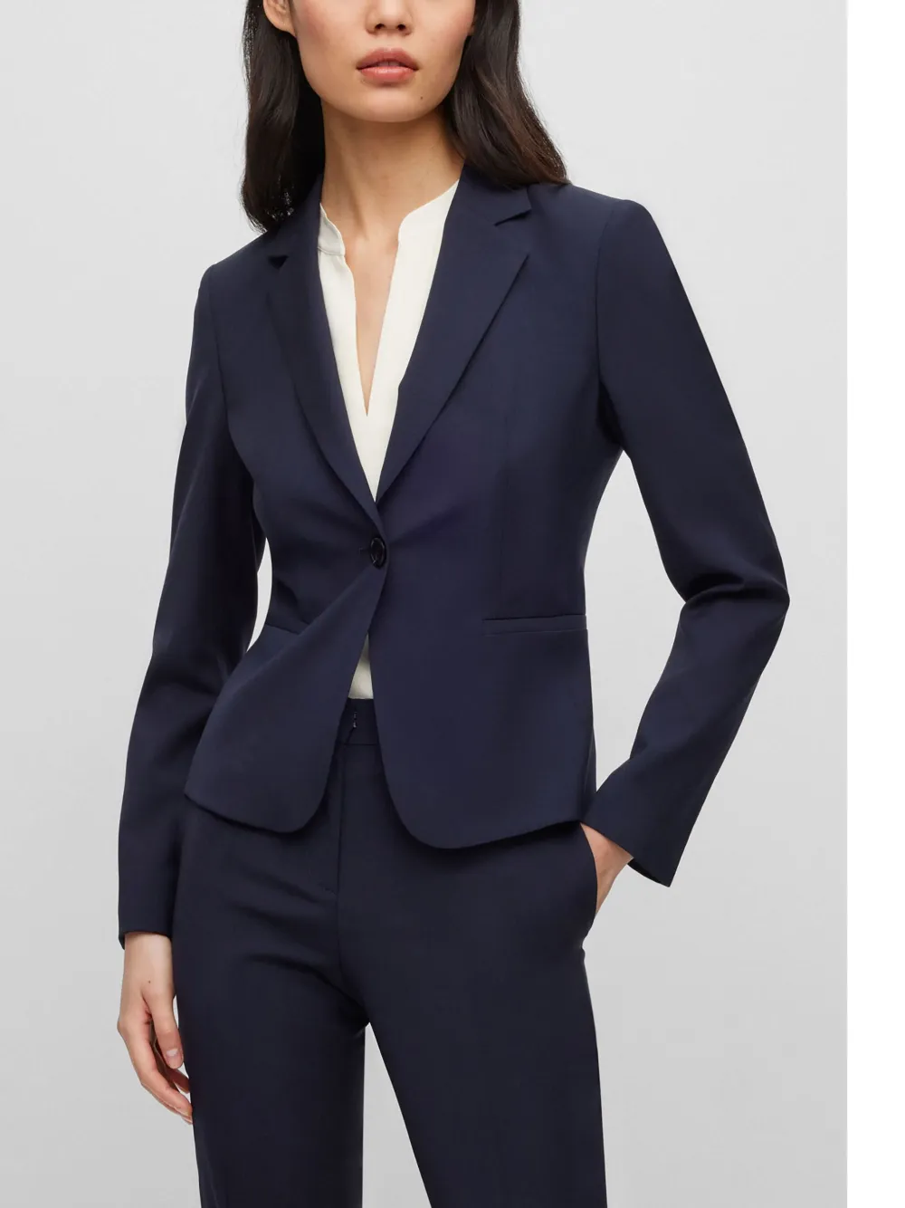 Hugo Boss Slim-fit Jacket In Responsible Virgin Wool In Blue